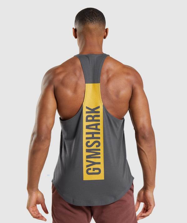 Panske Tielko Gymshark Bold Stringer Čierne Siva | NA0815329